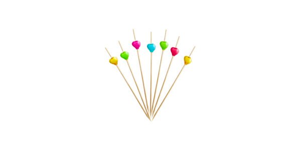 PALILLOS DECORATIVOS CORAZÓN X 25 UNDS