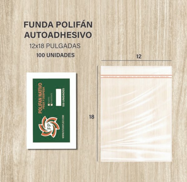 FUNDA POLIFAN PEGA Y DESPEGA 12X18 DE 100 UNDS