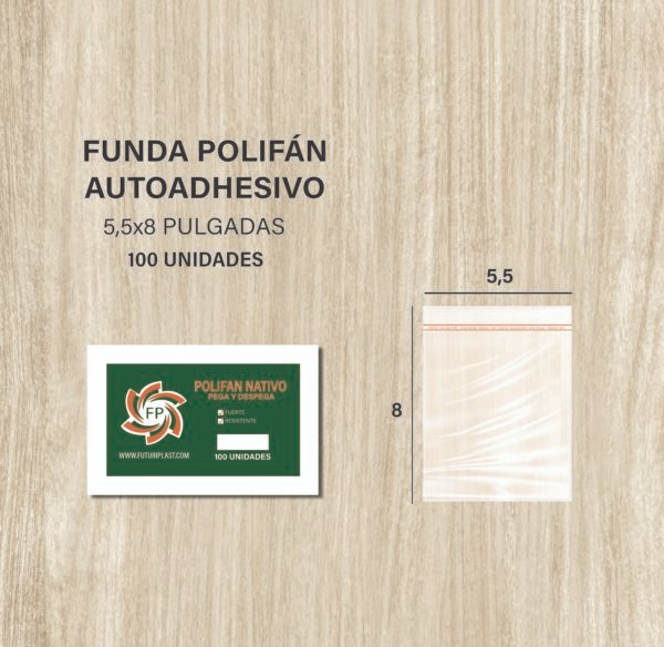 FUNDA POLIFAN PEGA Y DESPEGA 5.5X8 DE 100 UNDS